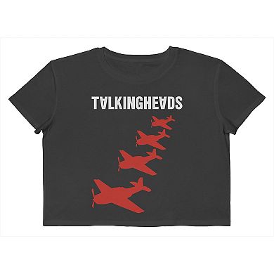 Juniors' Talking Heads Aircraft Silhouettes Cropped Graphic Tee