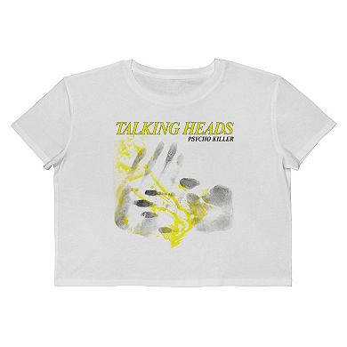 Juniors' Talking Heads Psycho Killer Hand Prints Cropped Graphic Tee
