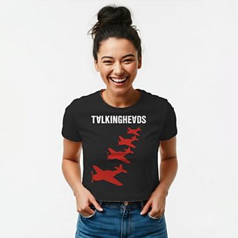Juniors' Talking Heads Aircraft Silhouettes Graphic Baby Tee
