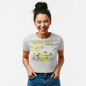 Juniors' Talking Heads Psycho Killer Hand Prints Graphic Baby Tee