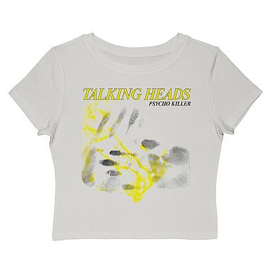 Juniors' Talking Heads Psycho Killer Hand Prints Graphic Baby Tee