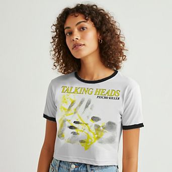 Juniors' Talking Heads Psycho Killer Hand Prints Graphic Ringer Baby Tee