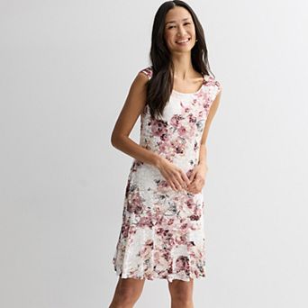 Women's Studio Connection Printed Lace Flounce Hem Dress
