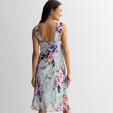 Women's Studio Connection Chevron Lace Jacket & Printed Chiffon Dress