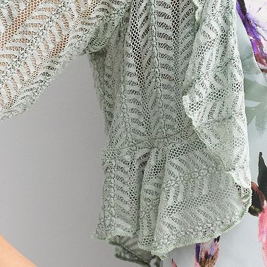 Women's Studio Connection Chevron Lace Jacket & Printed Chiffon Dress