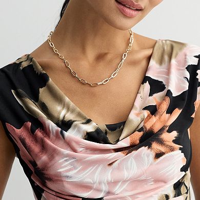 Women's Studio Connection Printed Cap Sleeve Drape Neck Midi Dress