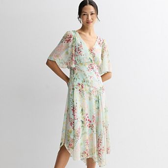Women's Studio Connection Chiffon Hem Flutter Sleeve Dress