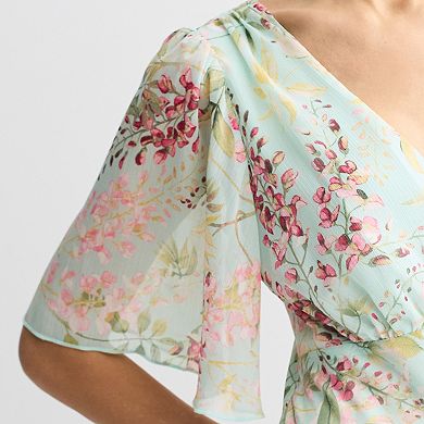Women's Studio Connection Chiffon Hem Flutter Sleeve Dress