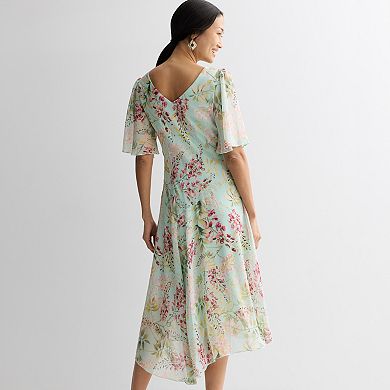 Women's Studio Connection Chiffon Hem Flutter Sleeve Dress