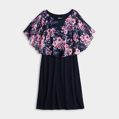 Women's Studio Connection Printed Chiffon Curved Poncho Dress