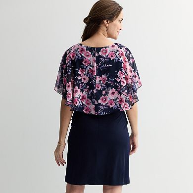 Women's Studio Connection Printed Chiffon Curved Poncho Dress