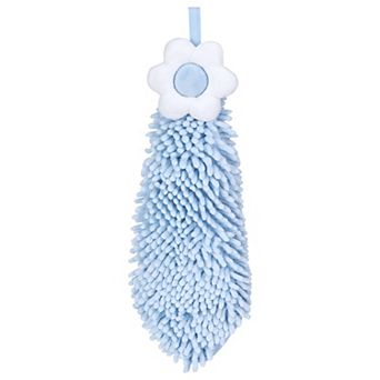 1 Pack Chenille Hand Towel, Hanging Bathroom Hand Towels with Loops, Soft Absorbent Towels 6"x15"