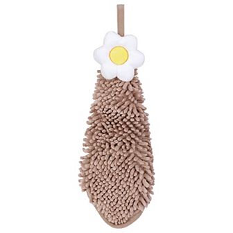 1 Pack Chenille Hand Towel, Hanging Bathroom Hand Towels with Loops, Soft Absorbent Towels 6"x15"