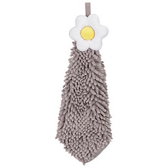 1 Pack Chenille Hand Towel, Hanging Bathroom Hand Towels with Loops, Soft Absorbent Towels 6"x15"