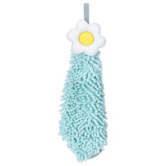 1 Pack Chenille Hand Towel, Hanging Bathroom Hand Towels with Loops, Soft Absorbent Towels 6"x15"