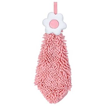 1 Pack Chenille Hand Towel, Hanging Bathroom Hand Towels with Loops, Soft Absorbent Towels 6"x15"