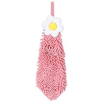 1 Pack Chenille Hand Towel, Hanging Bathroom Hand Towels with Loops, Soft Absorbent Towels 6"x15"