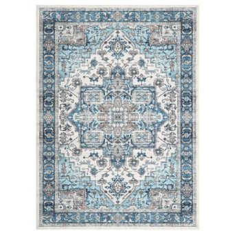 Vintage Area Rug Distressed Boho Soft Rug Carpet, Machine Washable