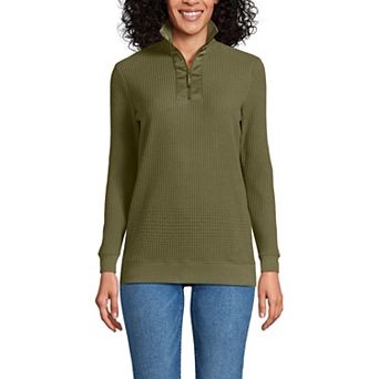 Women's Lands' End Waffle Long Sleeve Pullover Sweater