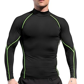 Mens Long Sleeve Compression Shirt with Mock Neck and Stretch Fit for Performance and Training