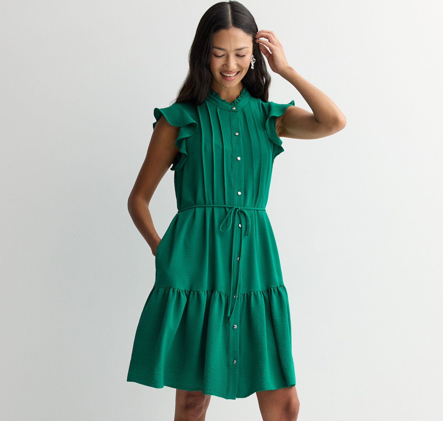 Женские платья Donna Ricco Flutter Sleeve Pleated Front Dress