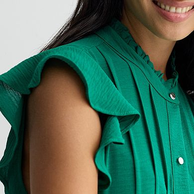 Women's Donna Ricco Flutter Sleeve Pleated Front Dress