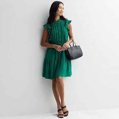 Women's Donna Ricco Flutter Sleeve Pleated Front Dress