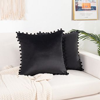Elegant Comfort 2 pc Pom-Pom Velvet Cushion Cover - Pillow Covers