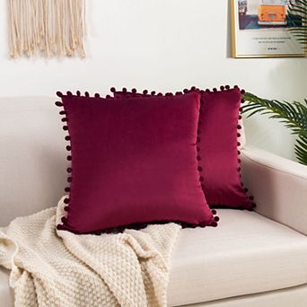 Elegant Comfort 2 pc Pom-Pom Velvet Cushion Cover - Pillow Covers