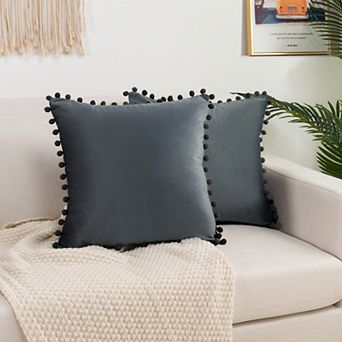 Elegant Comfort 2 pc Pom-Pom Velvet Cushion Cover - Pillow Covers
