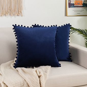 Elegant Comfort 2 pc Pom-Pom Velvet Cushion Cover - Pillow Covers