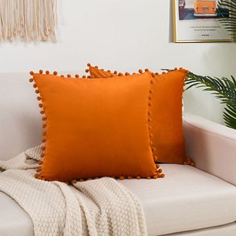 Elegant Comfort 2 pc Pom-Pom Velvet Cushion Cover - Pillow Covers