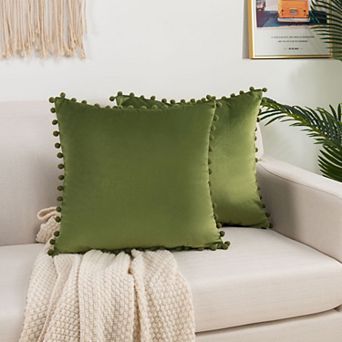 Elegant Comfort 2 pc Pom-Pom Velvet Cushion Cover - Pillow Covers
