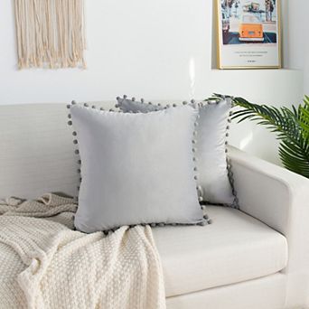 Elegant Comfort 2 pc Pom-Pom Velvet Cushion Cover - Pillow Covers