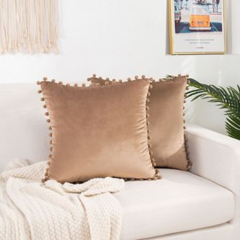 Elegant Comfort 2 pc Pom-Pom Velvet Cushion Cover - Pillow Covers
