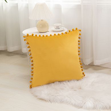 Elegant Comfort 2 Piece Pom-Pom Velvet Cushion Cover - Pillow Covers