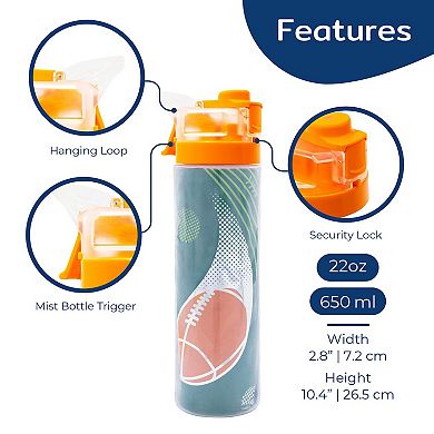 BOZ 22oz Football Misting Bottle Leak-Proof Spray Hydration