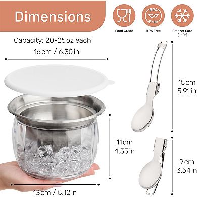 Useful Co Dip Bowl 2pk 20oz Ice Serving Bowls with Lids