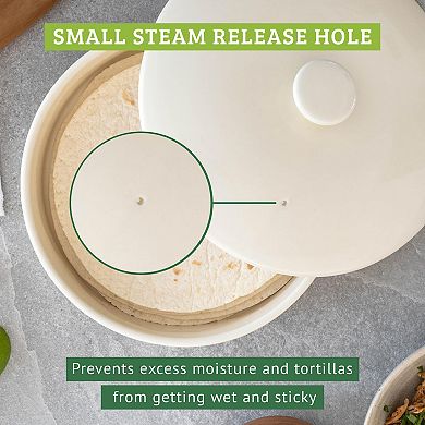 Chef Tacos 8in Ceramic Tortilla Warmer Rainbow Lid