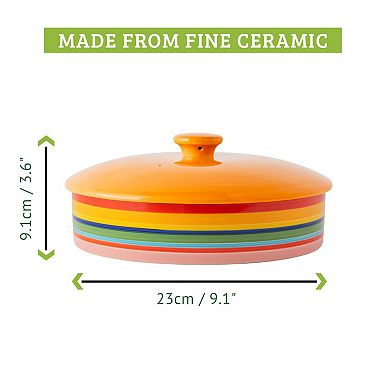 Chef Tacos 8in Ceramic Tortilla Warmer Rainbow Lid