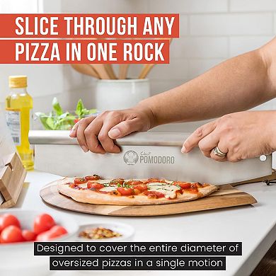Chef Pomodoro 16in SS Pizza Rocker Knife Blade Cover
