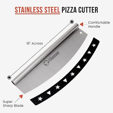 Chef Pomodoro 16in SS Pizza Rocker Knife Blade Cover