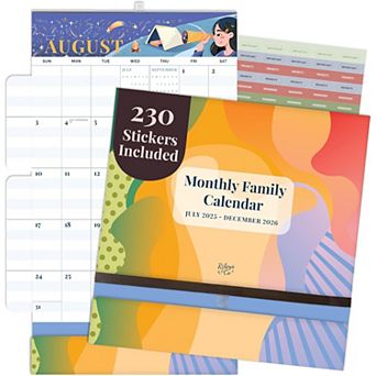 Rileys & Co Big Grid Family Calendar 12 Month W/ Stickers