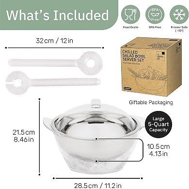 Useful Co Salad Bowl 4.5qt Chilled Serving Bowl with Lid