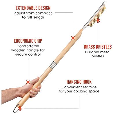 Chef Pomodoro Oven Brush SS Bristles Stone Scraper Extra Long