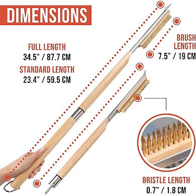 Chef Pomodoro Oven Brush SS Bristles Stone Scraper Extra Long