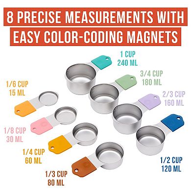 Chef Pomodoro SS Measuring Cups 8pc Magnetic Nested Set