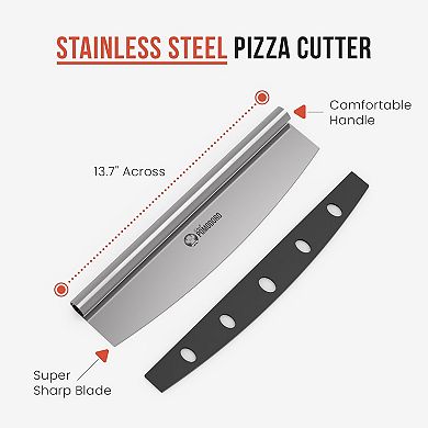 Chef Pomodoro 14in Pizza Cutter Round Wood Serving Board