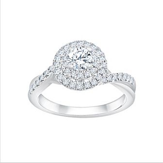 Brilliant Love 10k White Gold 3/4 Carat T.W. Lab Grown Diamond Round Halo Bridal Ring