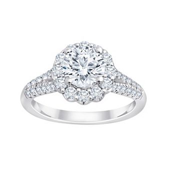 Brilliant Love 10k White Gold 1 1/2 Carat T.W. Lab Grown Diamond Round Halo Bridal Ring